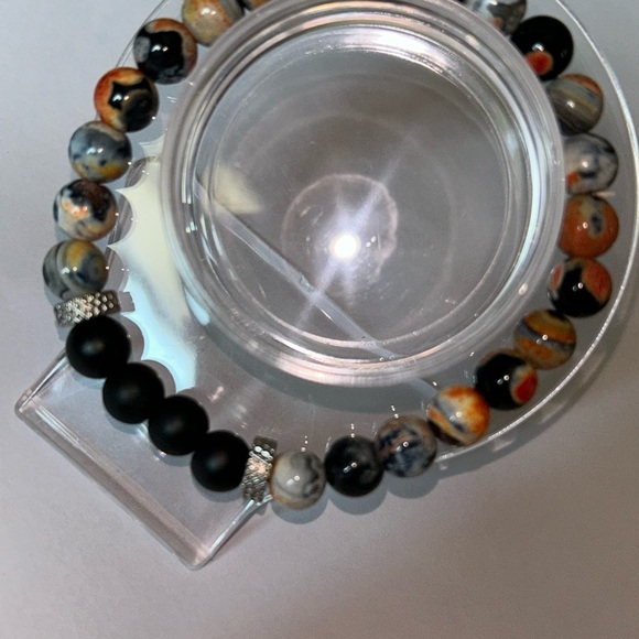 His and hers Black and Multicolor Beaded Bracelets - Picture 4 of 4